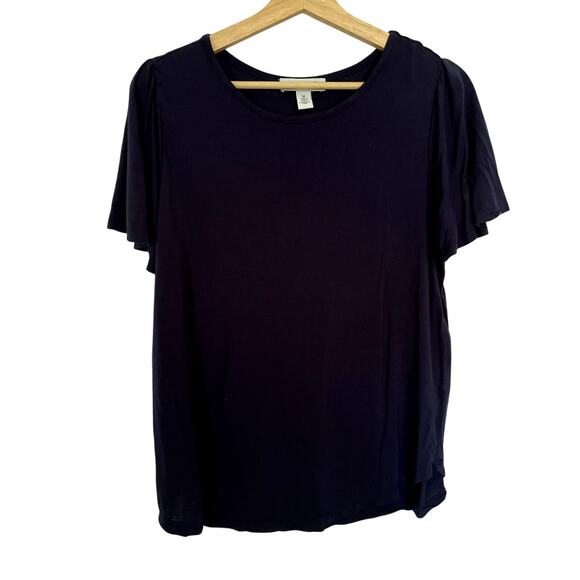 Nine West Jeans navy blue flowy sleeves summer t-shirt women's size medium - Picture 2 of 7